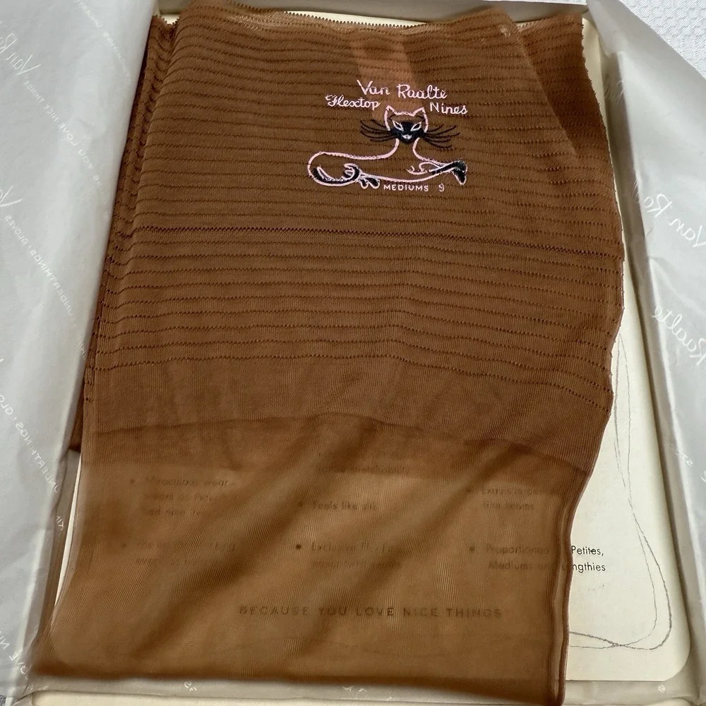 Vtg 50s VAN RAALTE Nines Highlight 9M Nylon Hose Stockings Seam New 1‎ Box